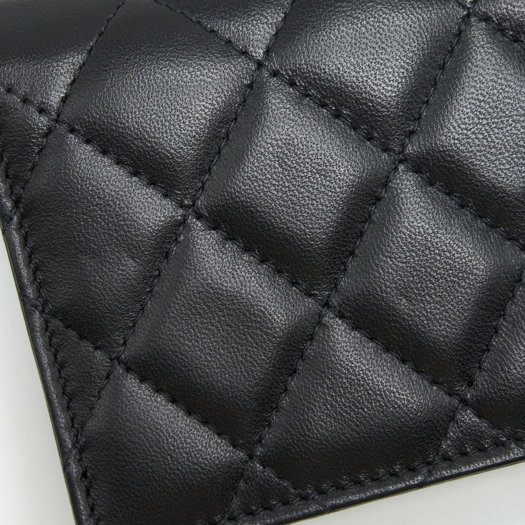 Chanel Mini Flap Bag With Camellia Chain Lambskin Black L