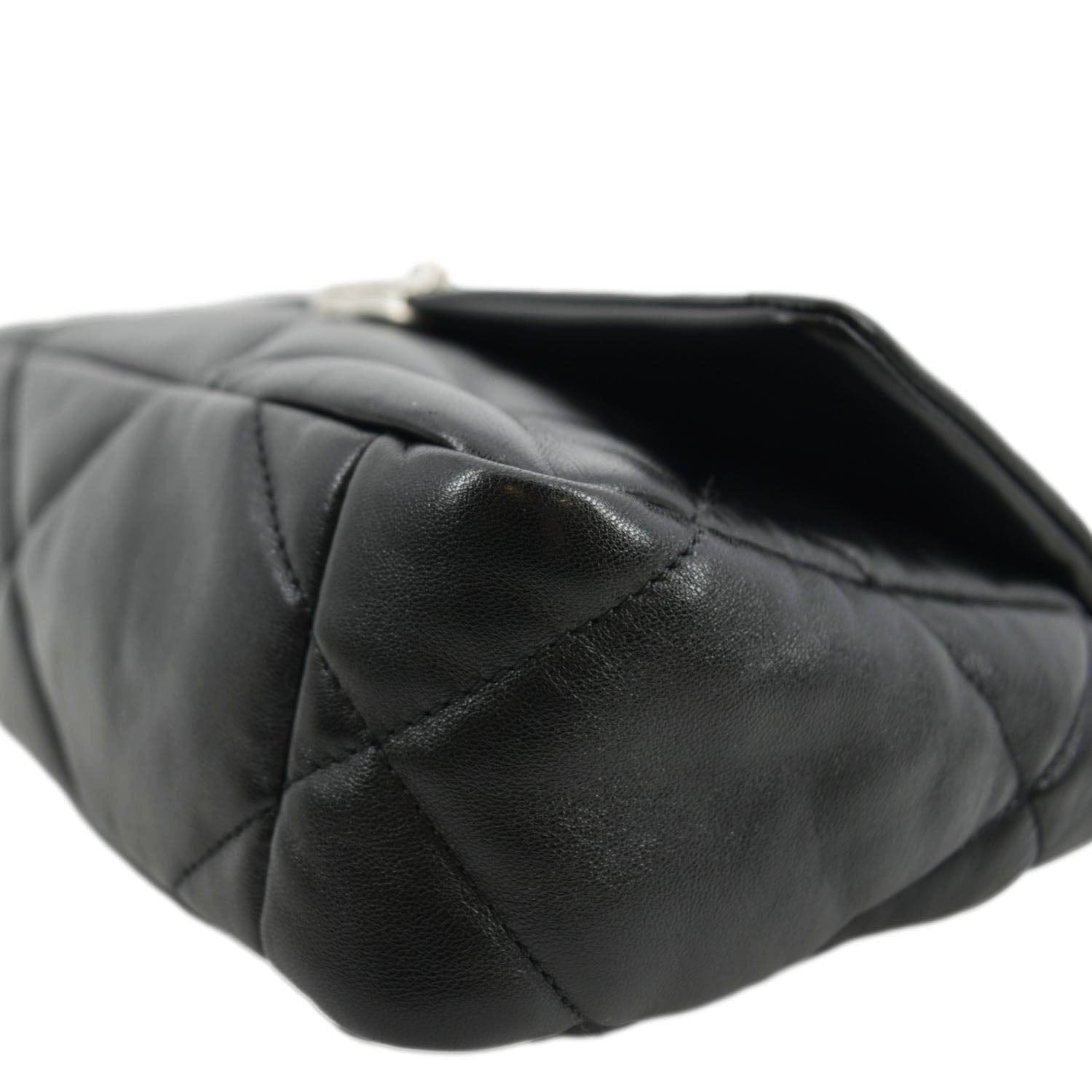 CHANEL 19 Small Flap Quilted Lambskin Leather Shoulder Bag Black