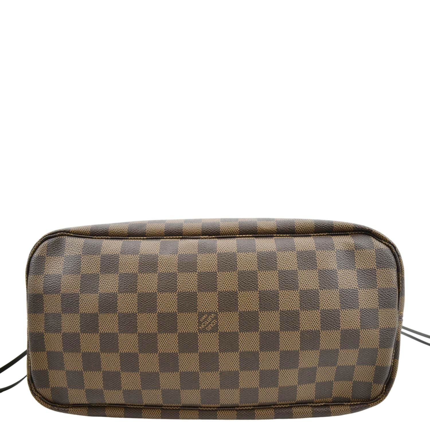 LOUIS VUITTON Neverfull MM Damier Ebene Tote Bag Rose Ballerine