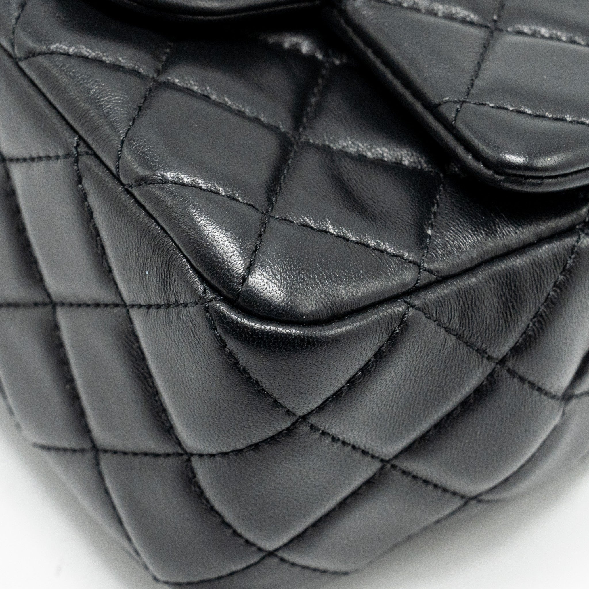 Chanel Pearl Crush Mini Square Flap Bag Lambskin BLACK  (Microchip)