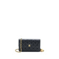 Chanel Pearl Crush Mini Wallet On Chain Lambskin Black Brushed  (Microchip)