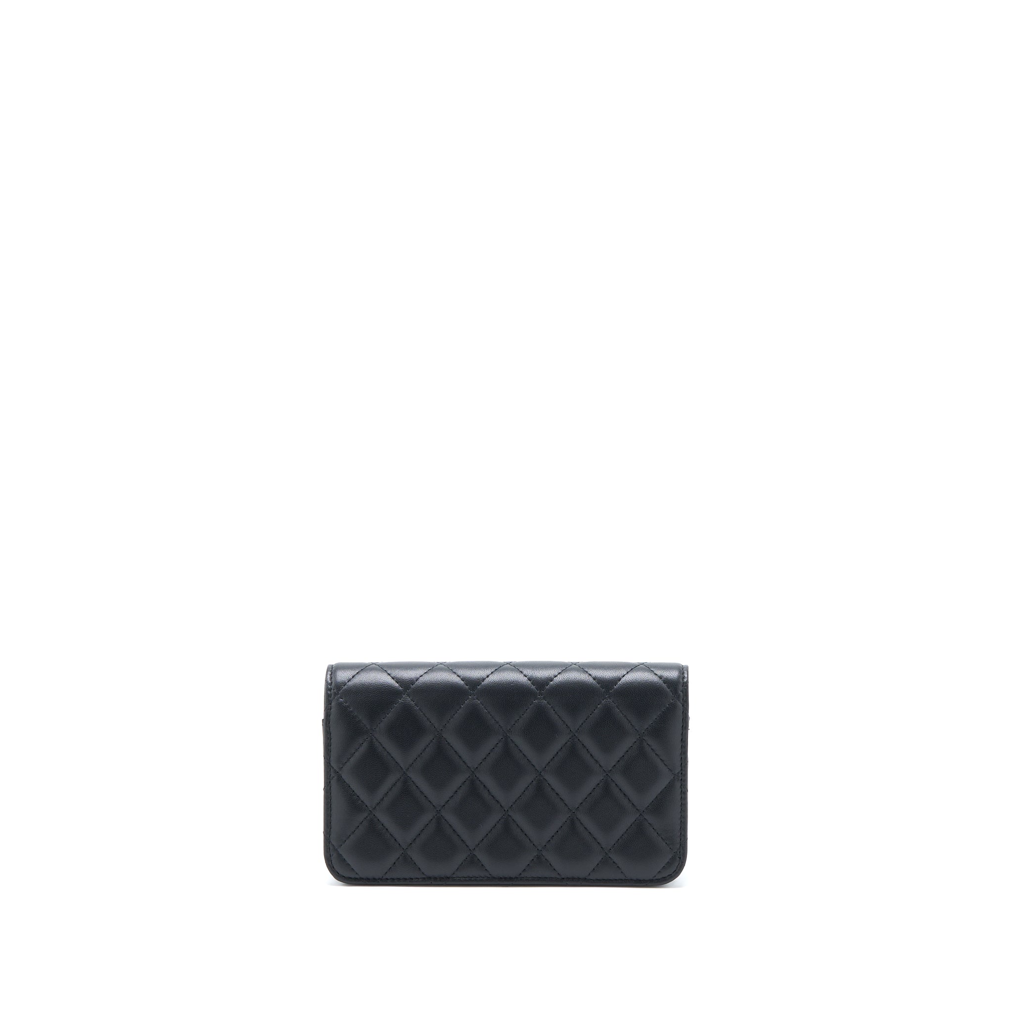 Chanel Pearl Crush Mini Wallet On Chain Lambskin Black Brushed  (Microchip)