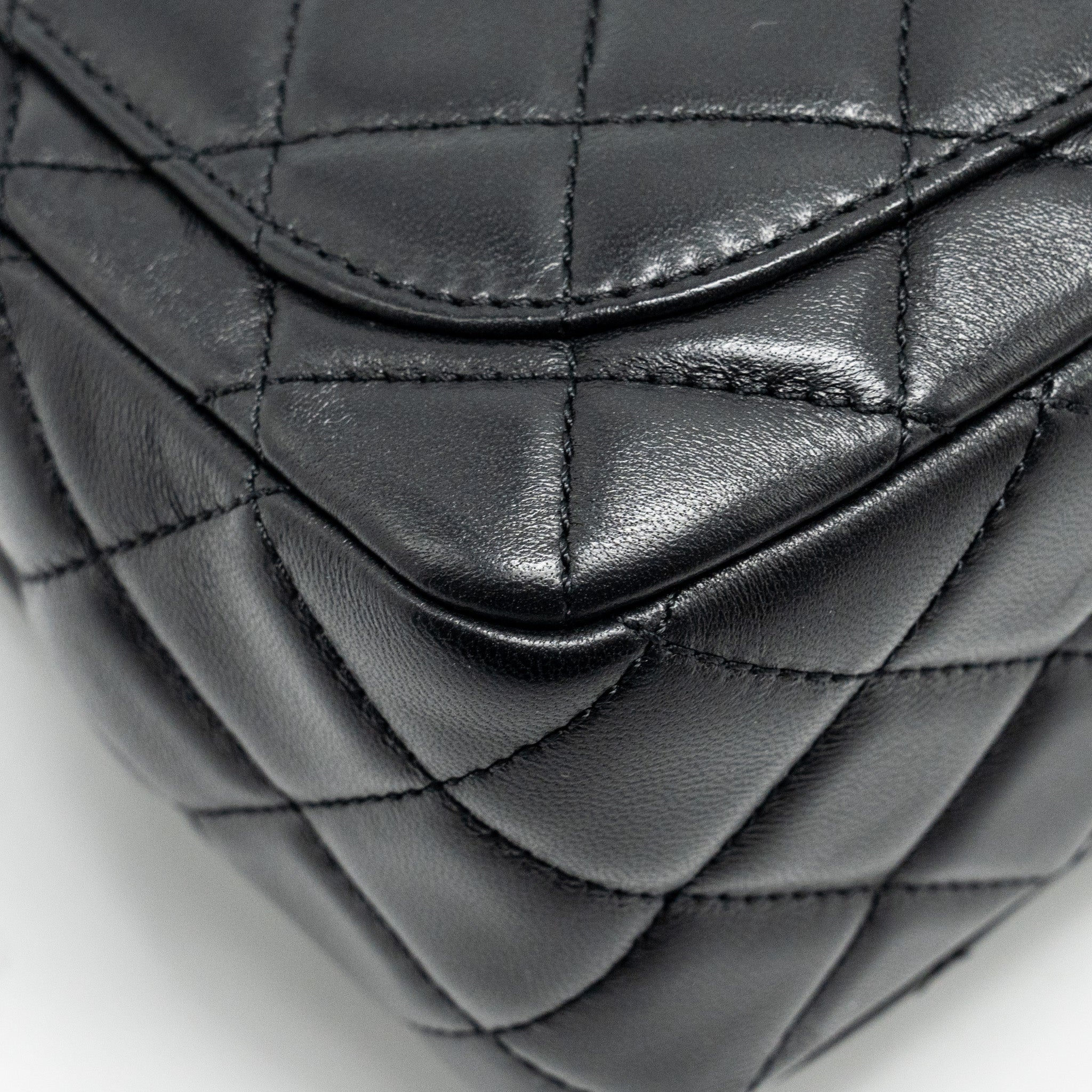 Chanel Pearl Crush Mini Square Flap Bag Lambskin BLACK  (Microchip)