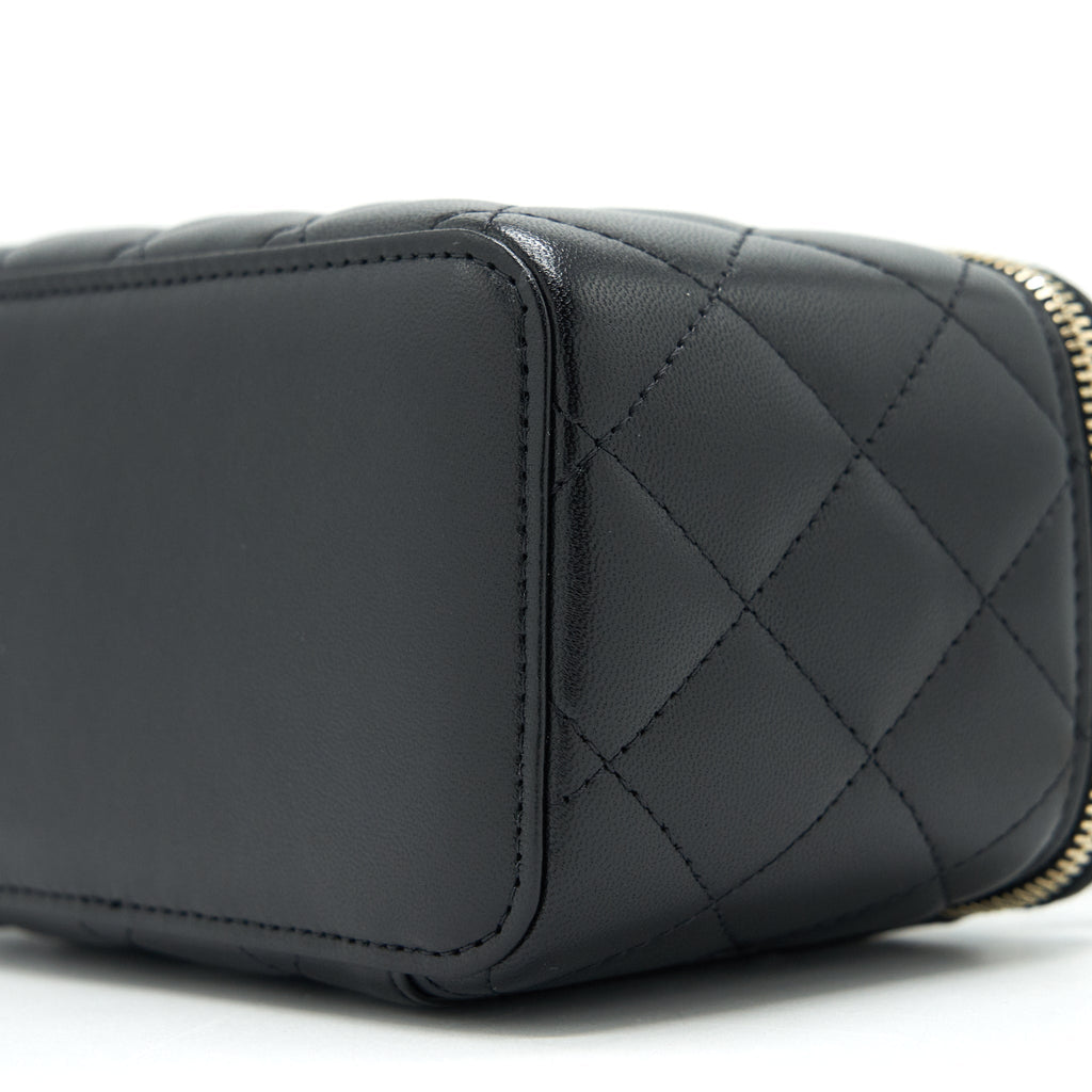 Chanel Top Handle Long Vanity with Chain lambskin black L