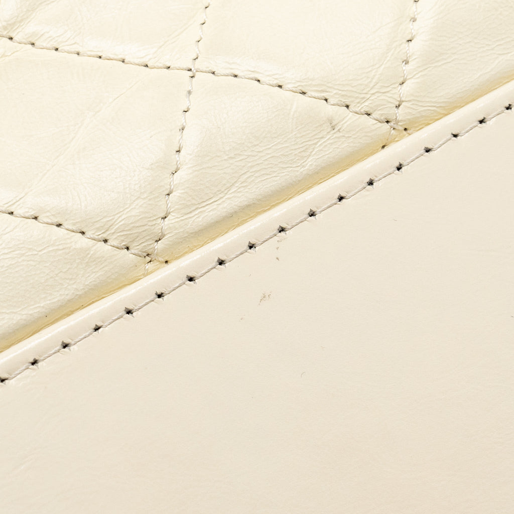 Chanel Large Gabrielle Hobo Bag Aged Calfskin White Multicolour Hardware