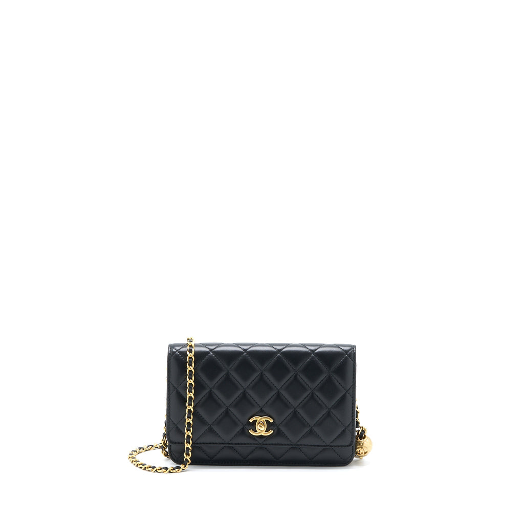 Chanel Pearl Crush Wallet on Chain Lambskin Black  (Microchip)