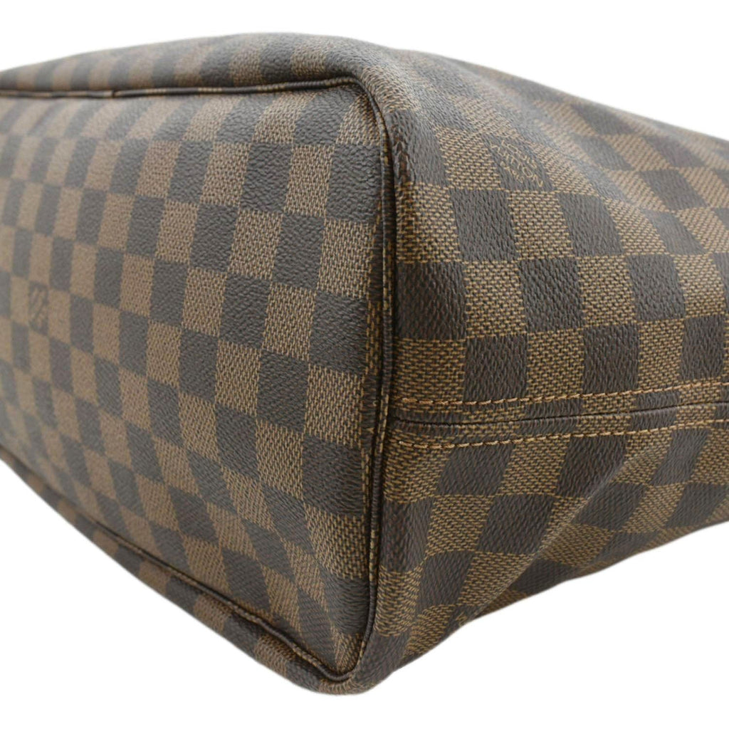 LOUIS VUITTON Neverfull MM Damier Ebene Tote Bag Rose Ballerine