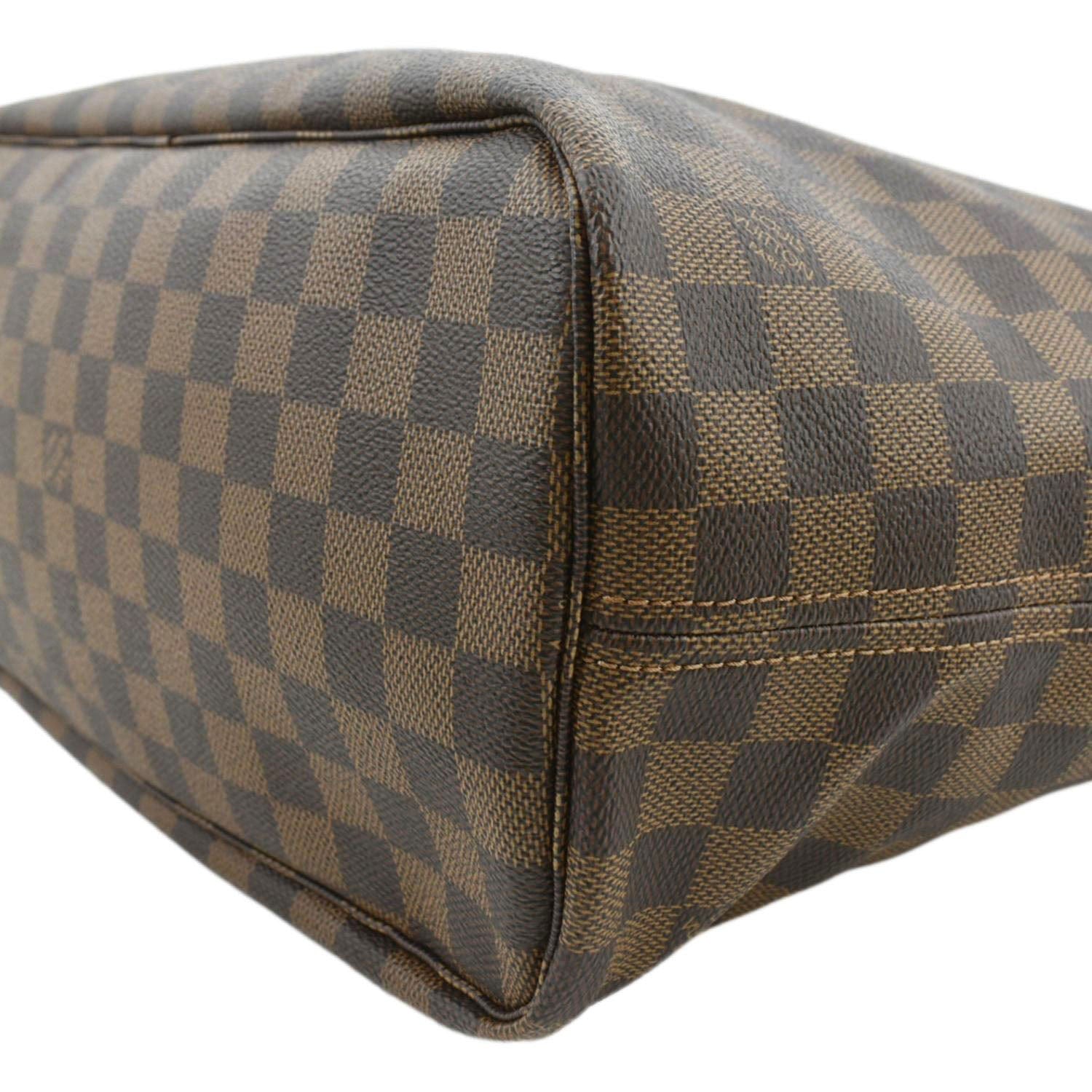 LOUIS VUITTON Neverfull MM Damier Ebene Tote Bag Rose Ballerine