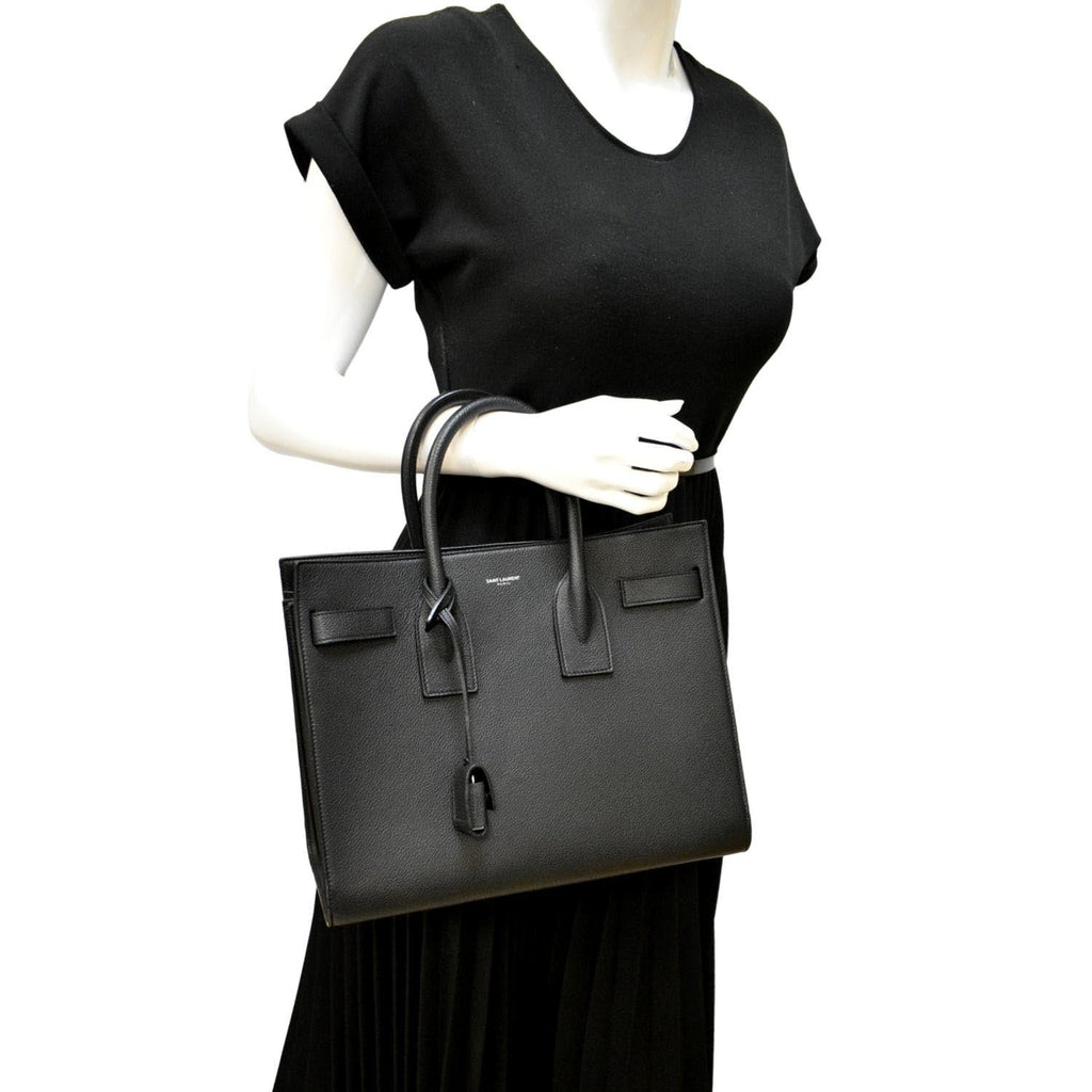 YVES SAINT LAURENT Sac de Jour Leather Satchel Shoulder Bag Black
