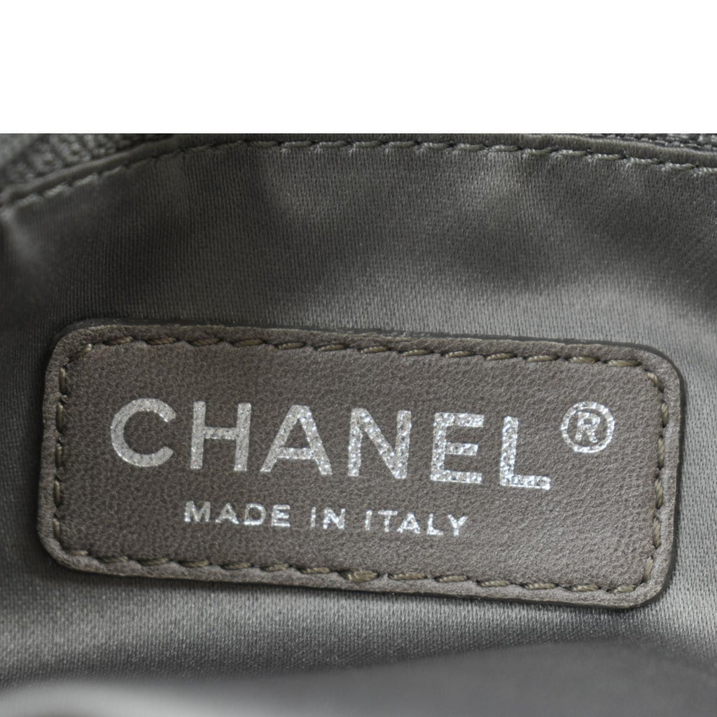 CHANEL Rodeo Drive Perforated Leather Shoulder Bag Metallic Silver