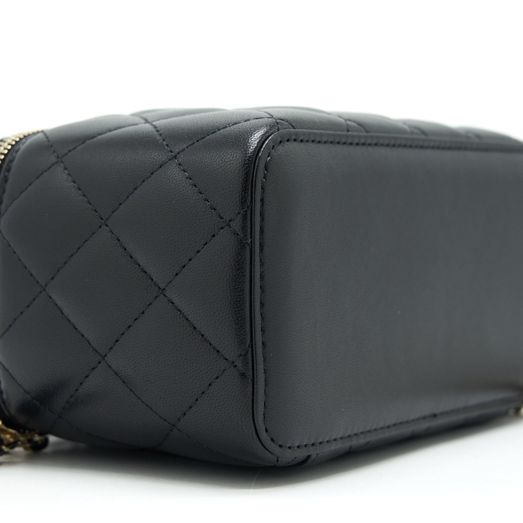 Chanel Top Handle Long Vanity with Chain lambskin black L