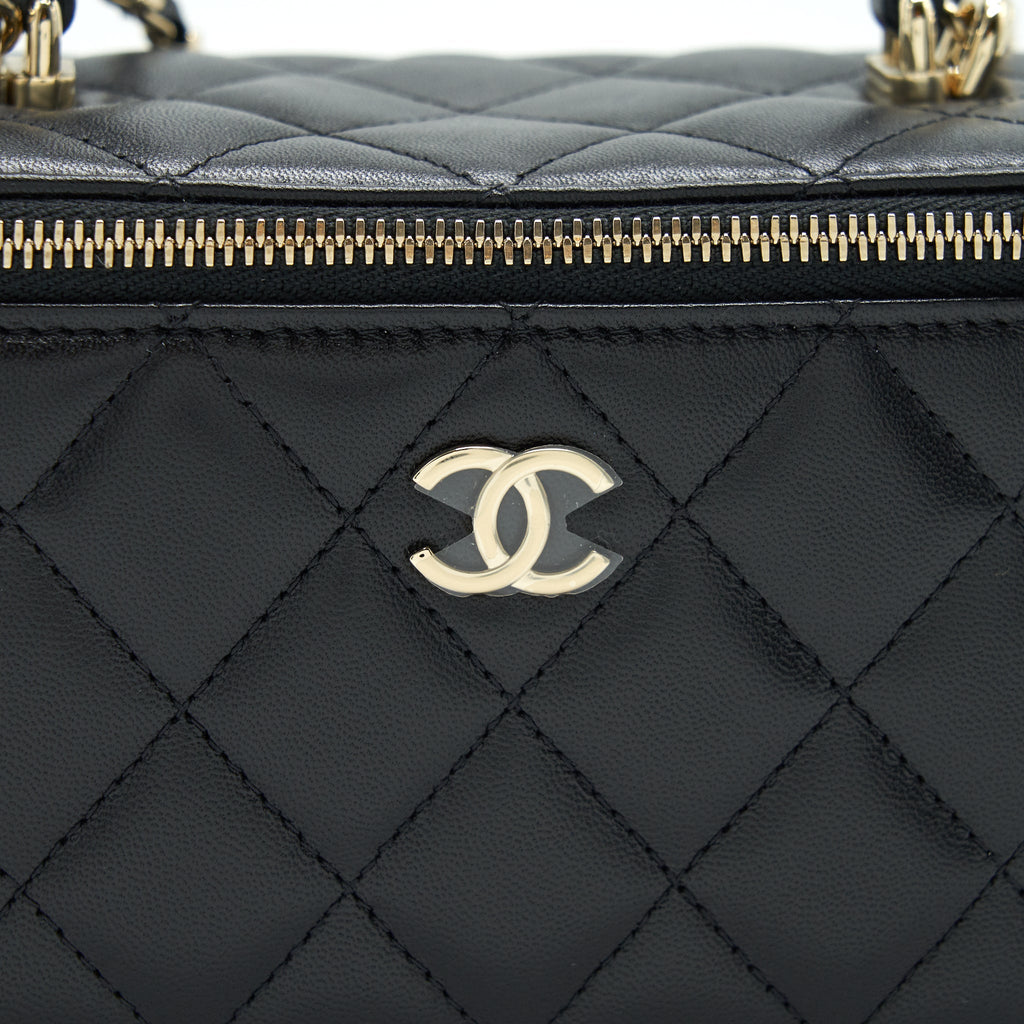 Chanel Top Handle Long Vanity with Chain lambskin black L
