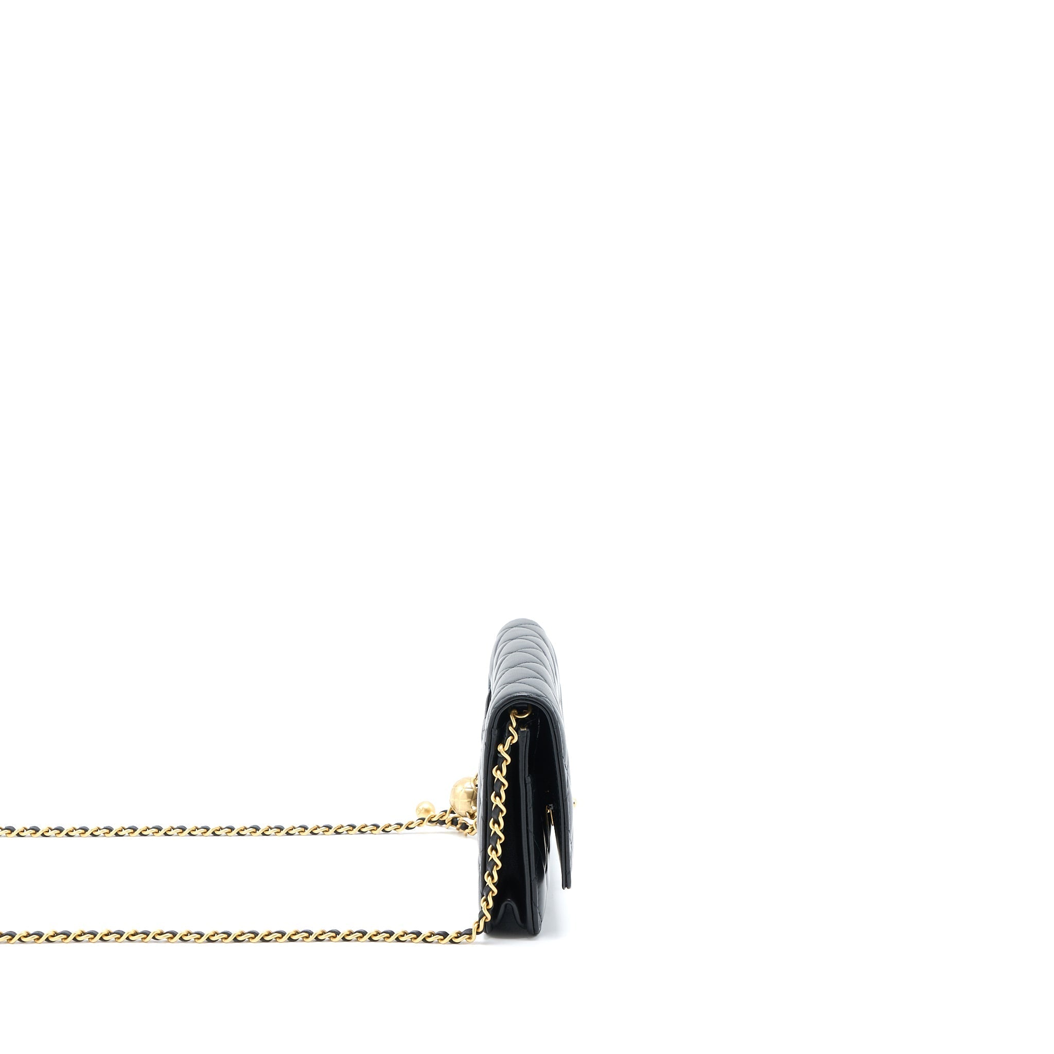 Chanel Pearl Crush Wallet on Chain Lambskin Black  (Microchip)