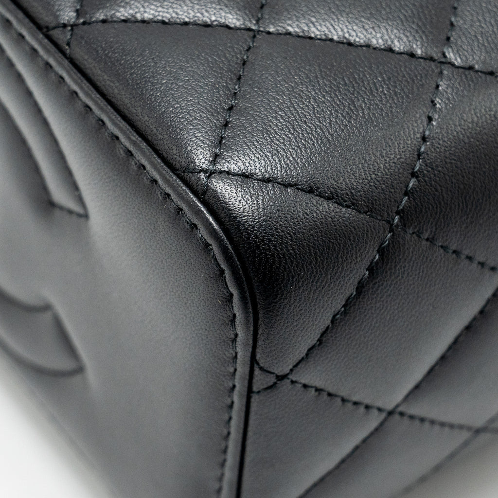 Chanel Top Handle Long Vanity Case Lambskin BLACK  (Microchip)