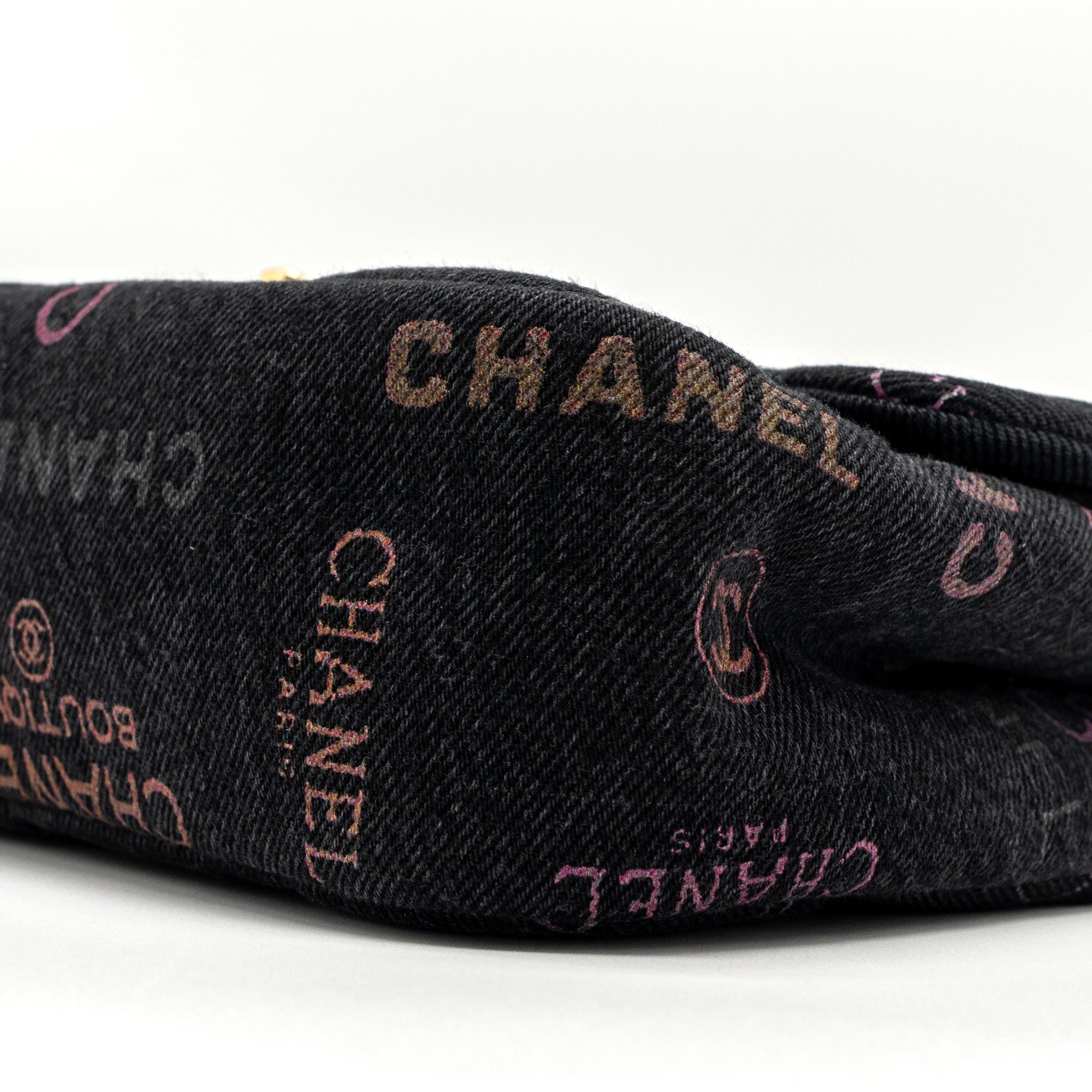 Chanel Black Denim Flap Bag Brushed  (Microchip)
