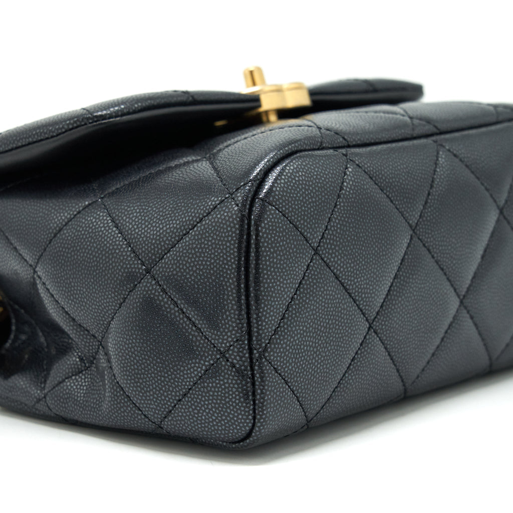 Chanel 22P New Square Flap Bag Caviar Black Brushed