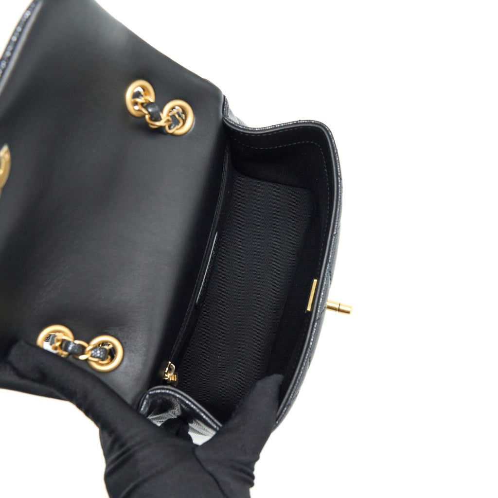 Chanel 22P New Square Flap Bag Caviar Black Brushed