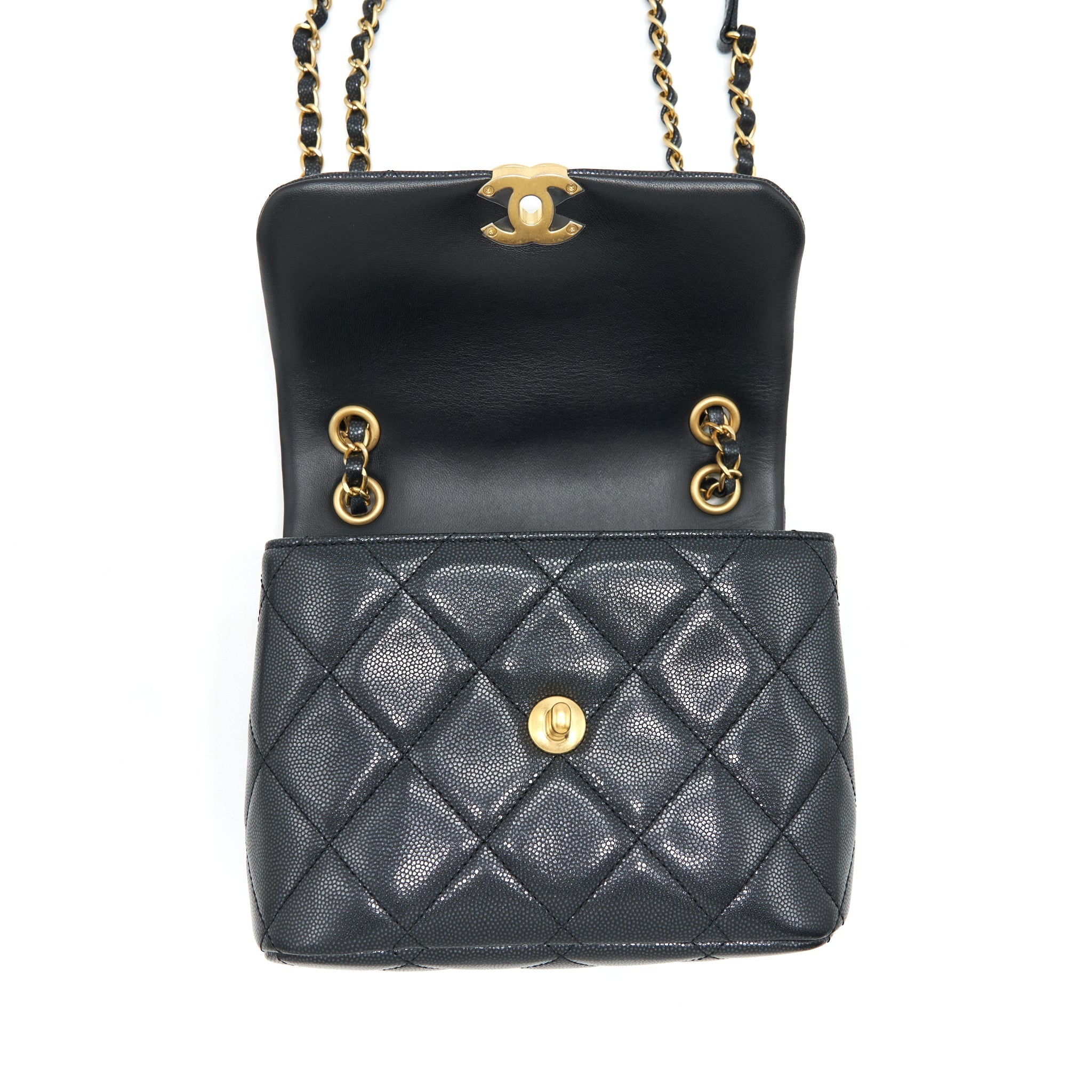 Chanel 22P New Square Flap Bag Caviar Black