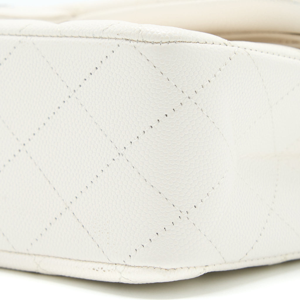 Chanel Medium Classic Double Flap Bag Caviar White  (Microchip)