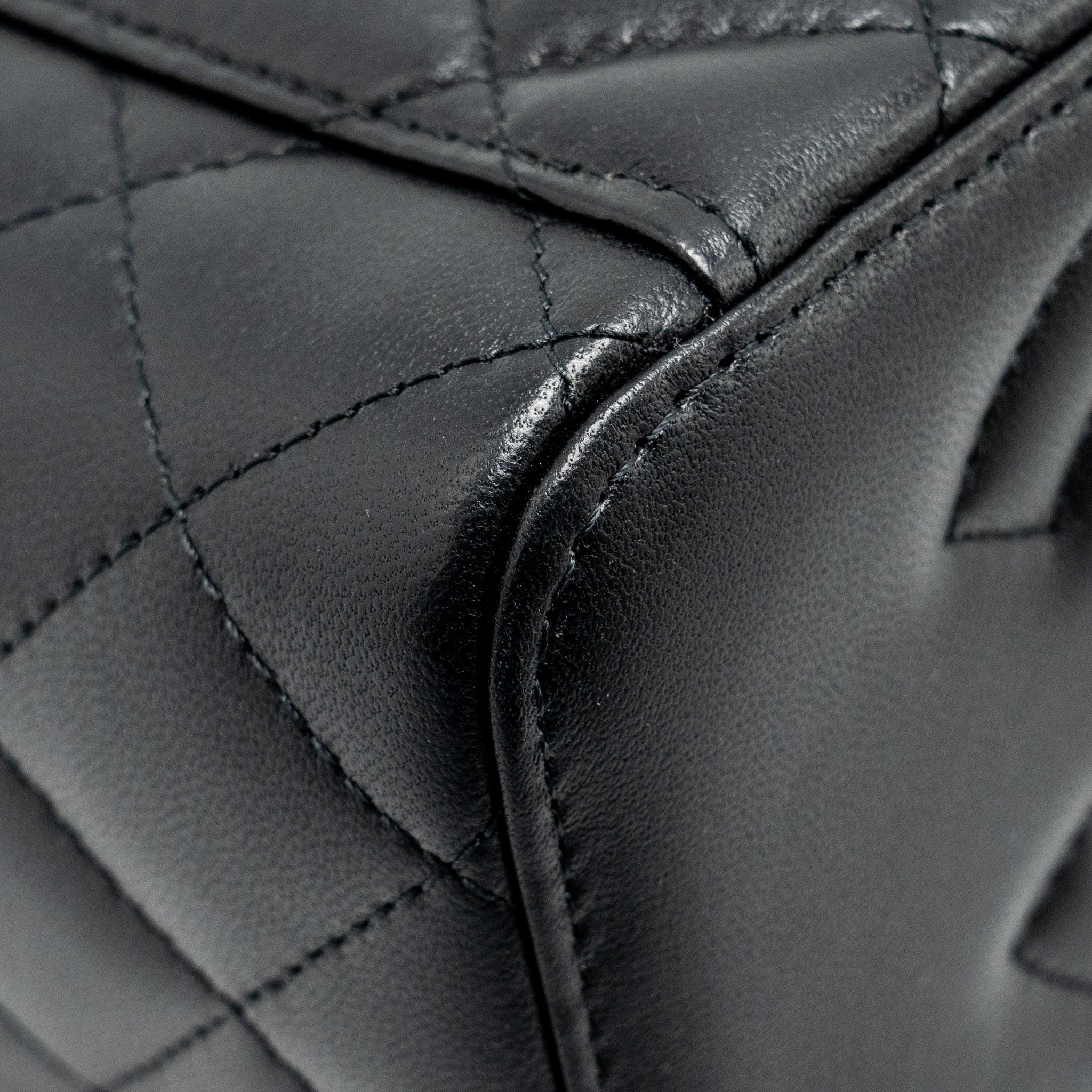 Chanel Top Handle Long Vanity Case Lambskin BLACK  (Microchip)