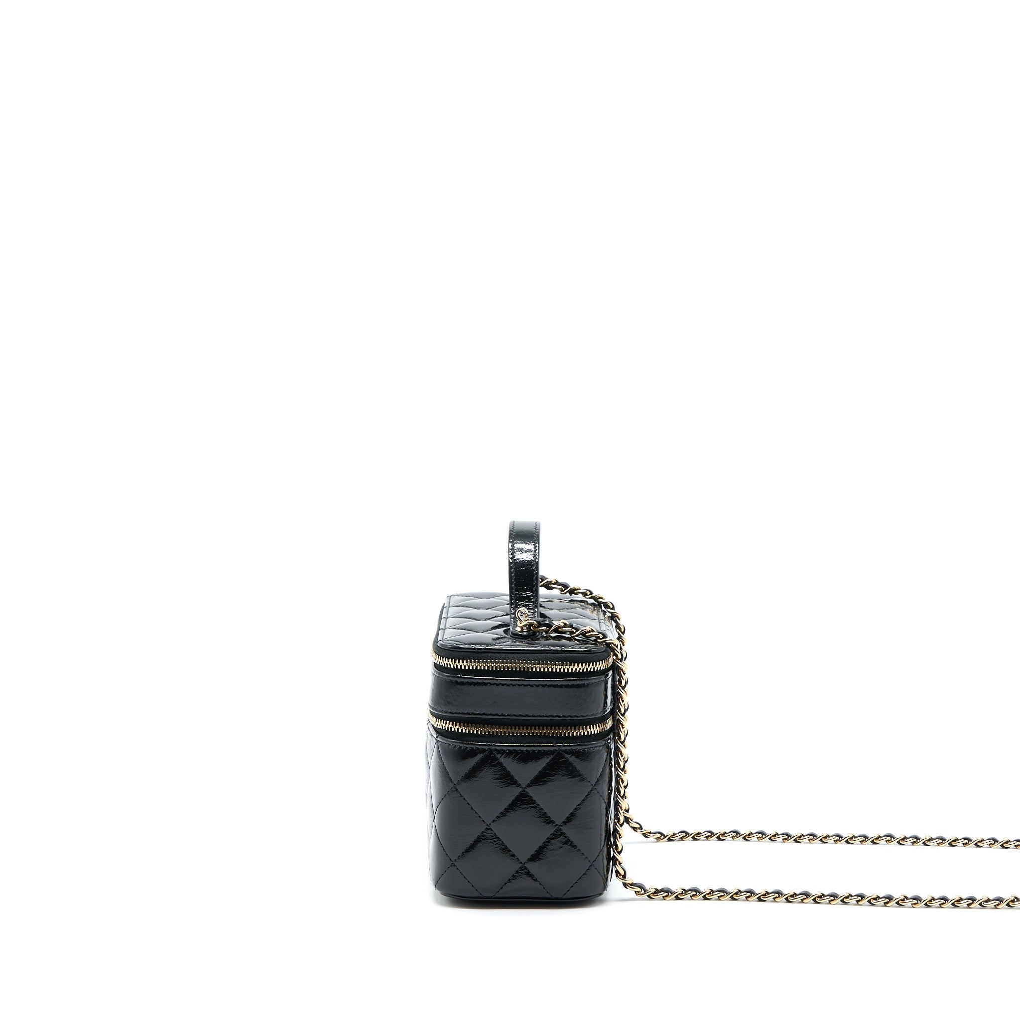 Chanel Vanity Case Glazed Lambskin Black L