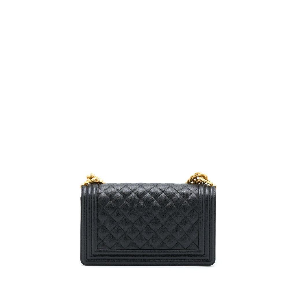 Chanel Medium Boy Caviar Black Brushed Gold Hardware
