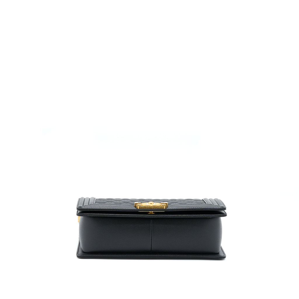 Chanel Medium Boy Caviar Black Brushed Gold Hardware