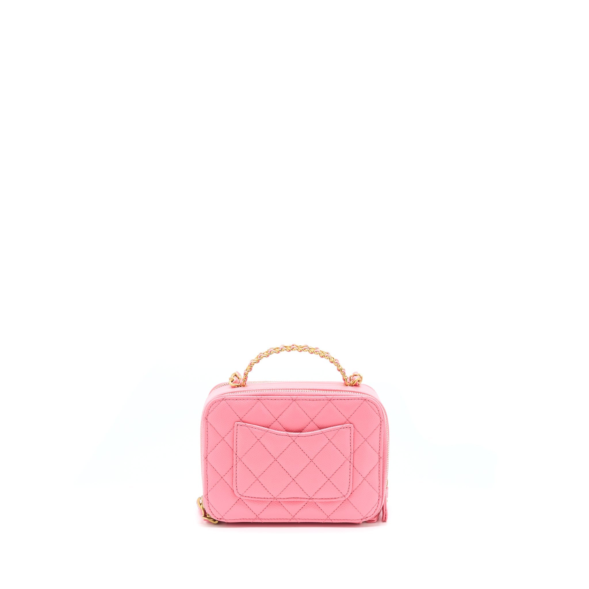 Chanel 22S Letter Top Handle Small Vanity Case Caviar Pink Brushed