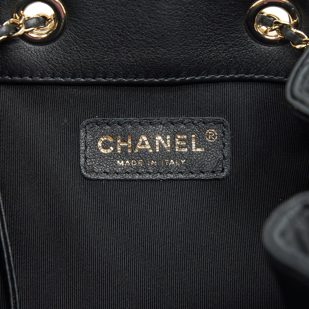 Chanel bucket bag quilted lambskin black L