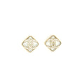 Chanel 22S Quilted CC Logo Earring Light Gold Tone