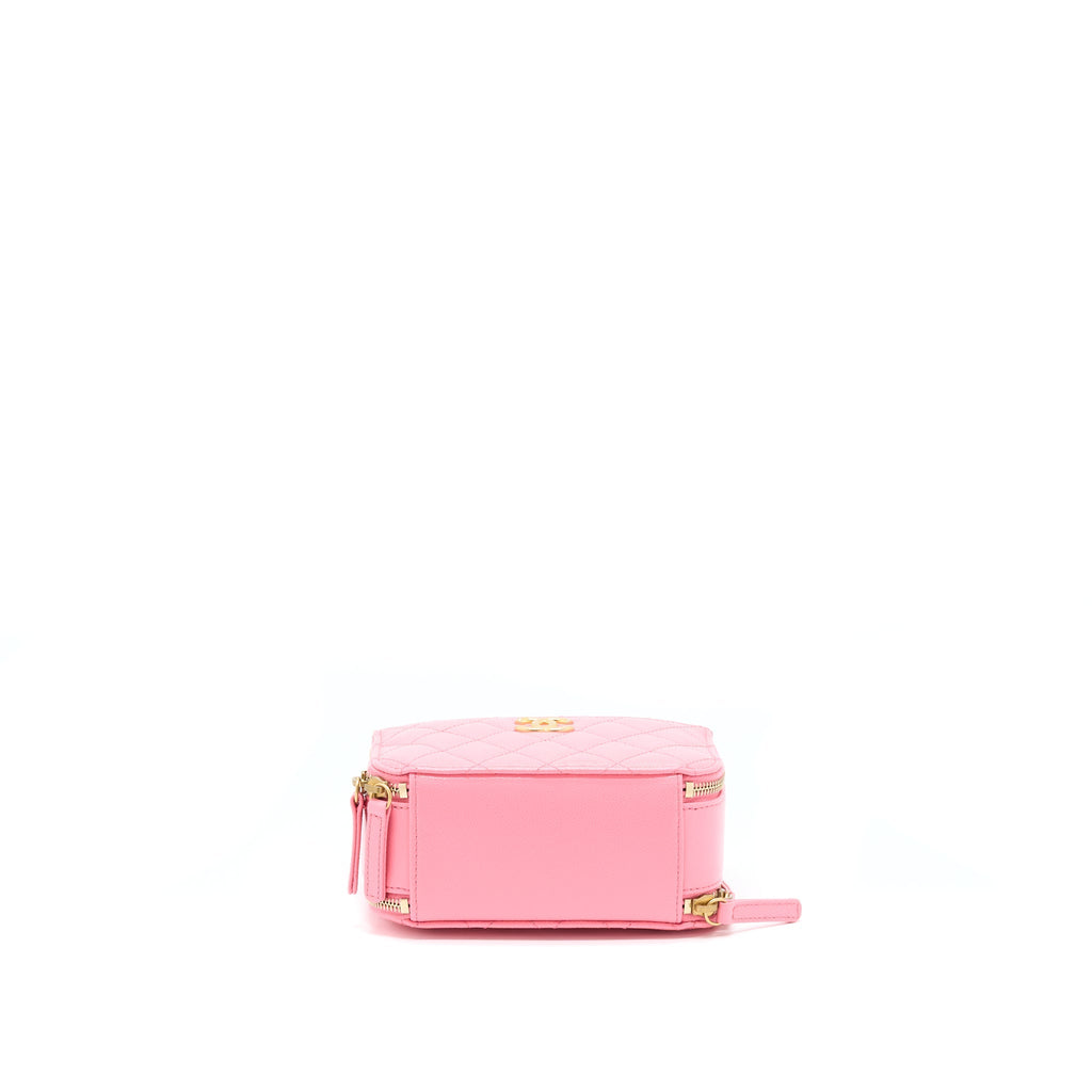 Chanel 22S Letter Top Handle Small Vanity Case Caviar Pink Brushed