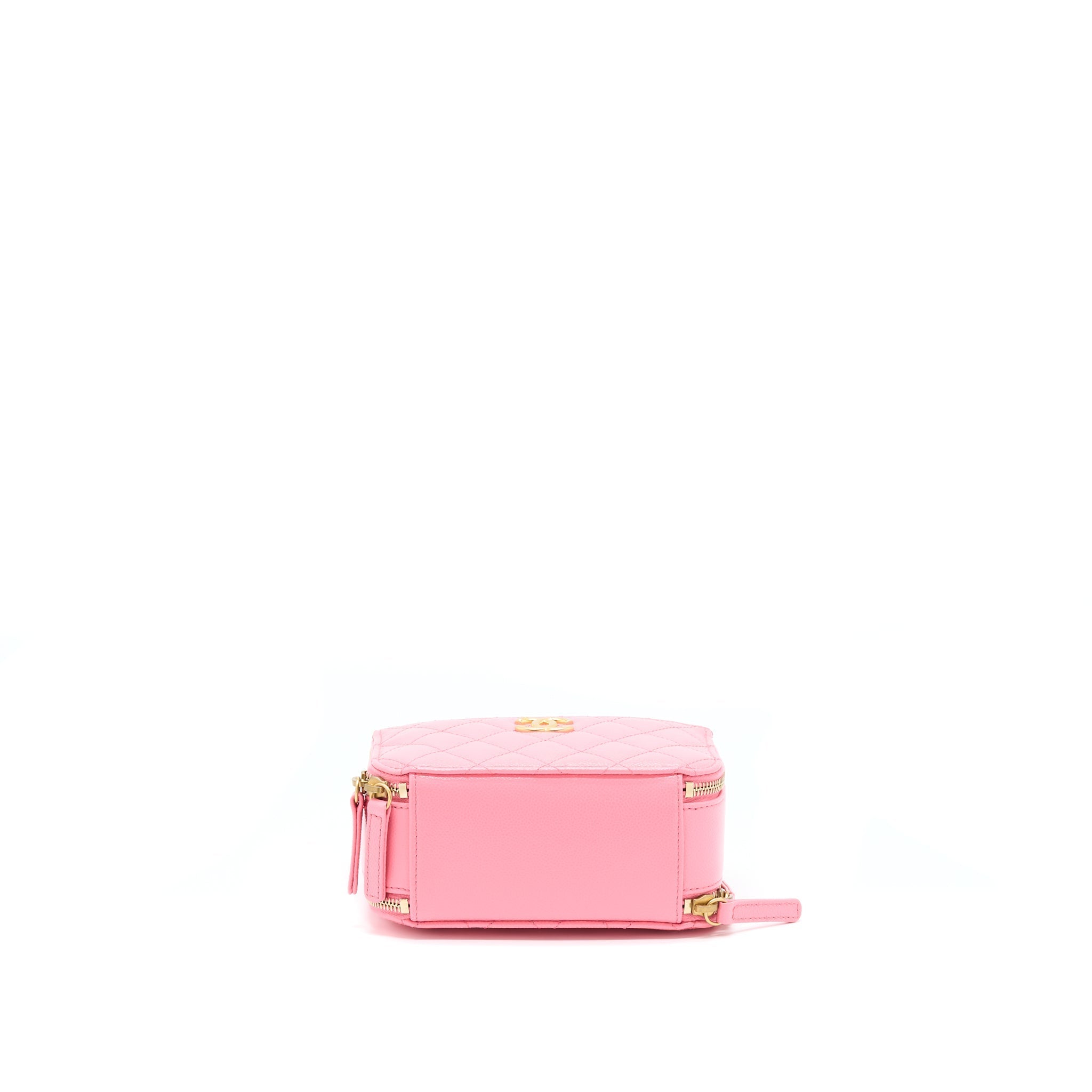 Chanel 22S Letter Top Handle Small Vanity Case Caviar Pink Brushed