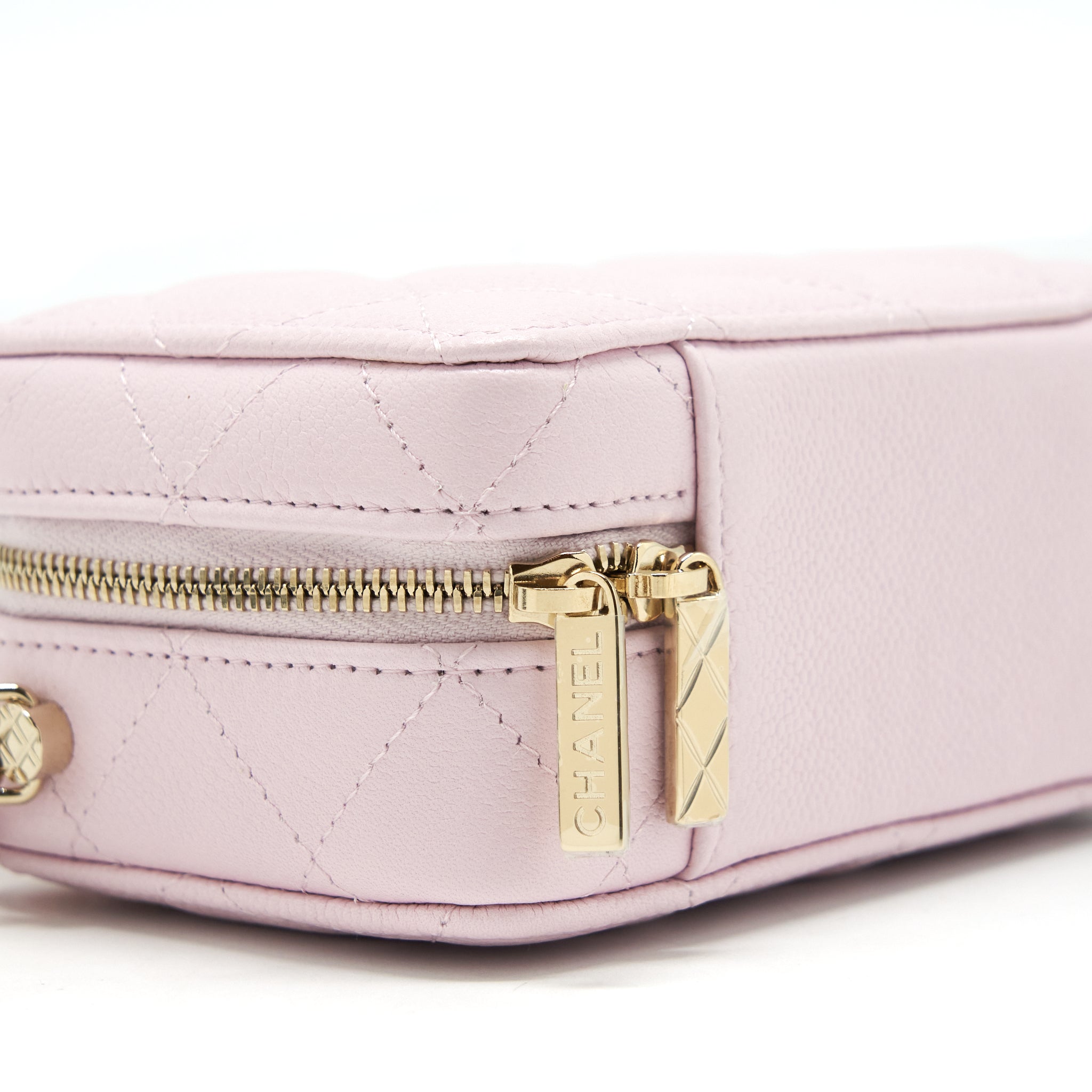 Chanel 22P Top Handle Mini Vanity With Chain Caviar Light Pink L