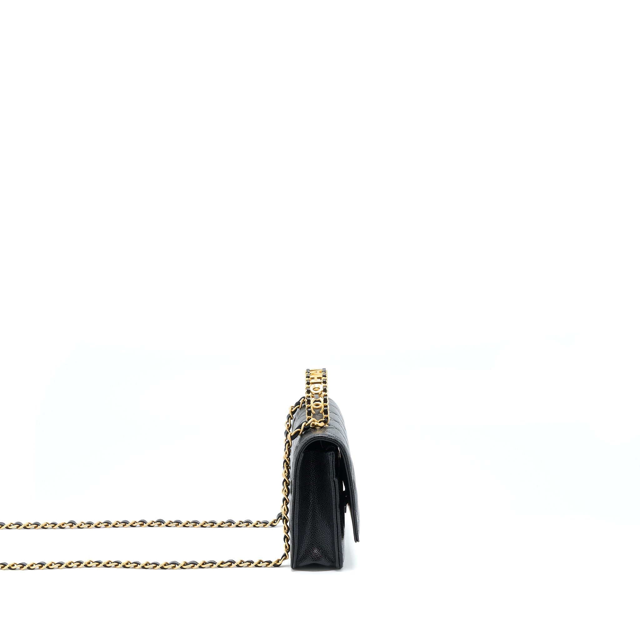 Chanel Top Handle Wallet On Chain Caviar Black