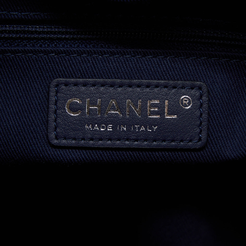 Chanel PM Deauville Tote Bag Canvas Navy  (Microchip)