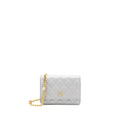 Chanel Mini Square Wallet on Chain with Gem Chains Lambskin Light Grey L