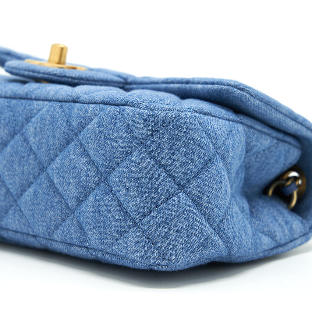 Chanel 21K Pearl Crush Mini Rectangular Flap Bag Denim