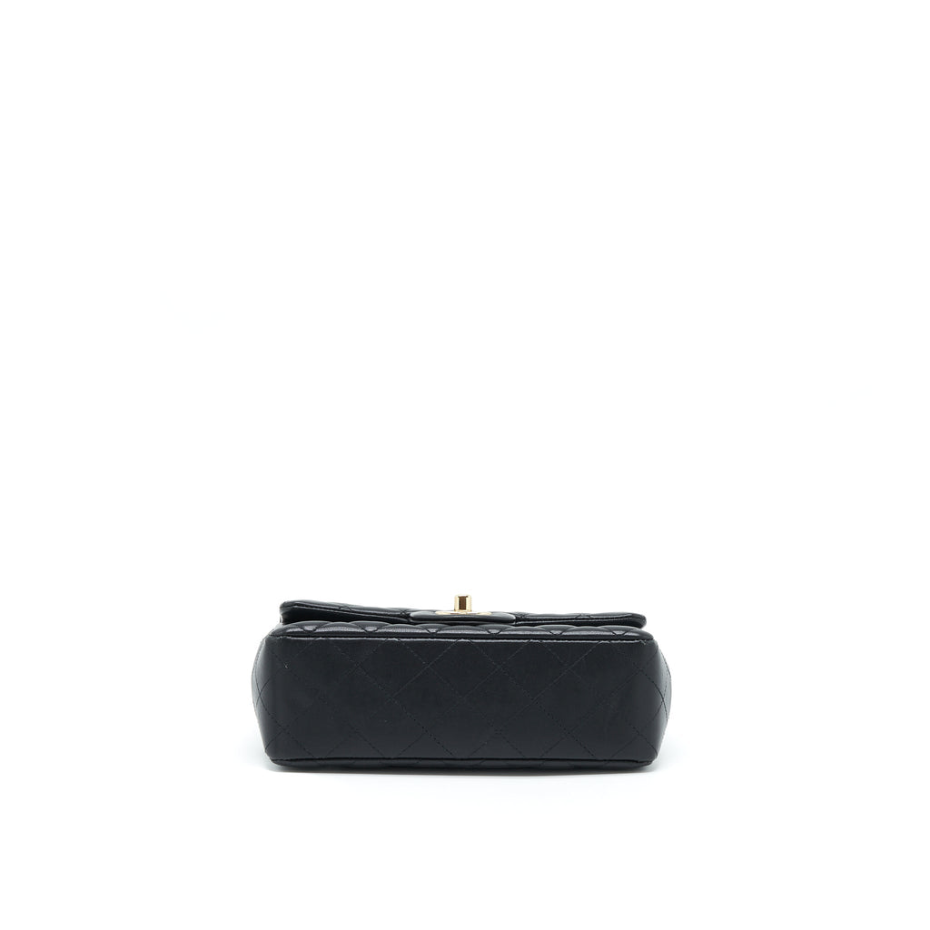 Chanel Mini Rectangular Flap Bag With Bag Charms Giant Chains Lambskin Black