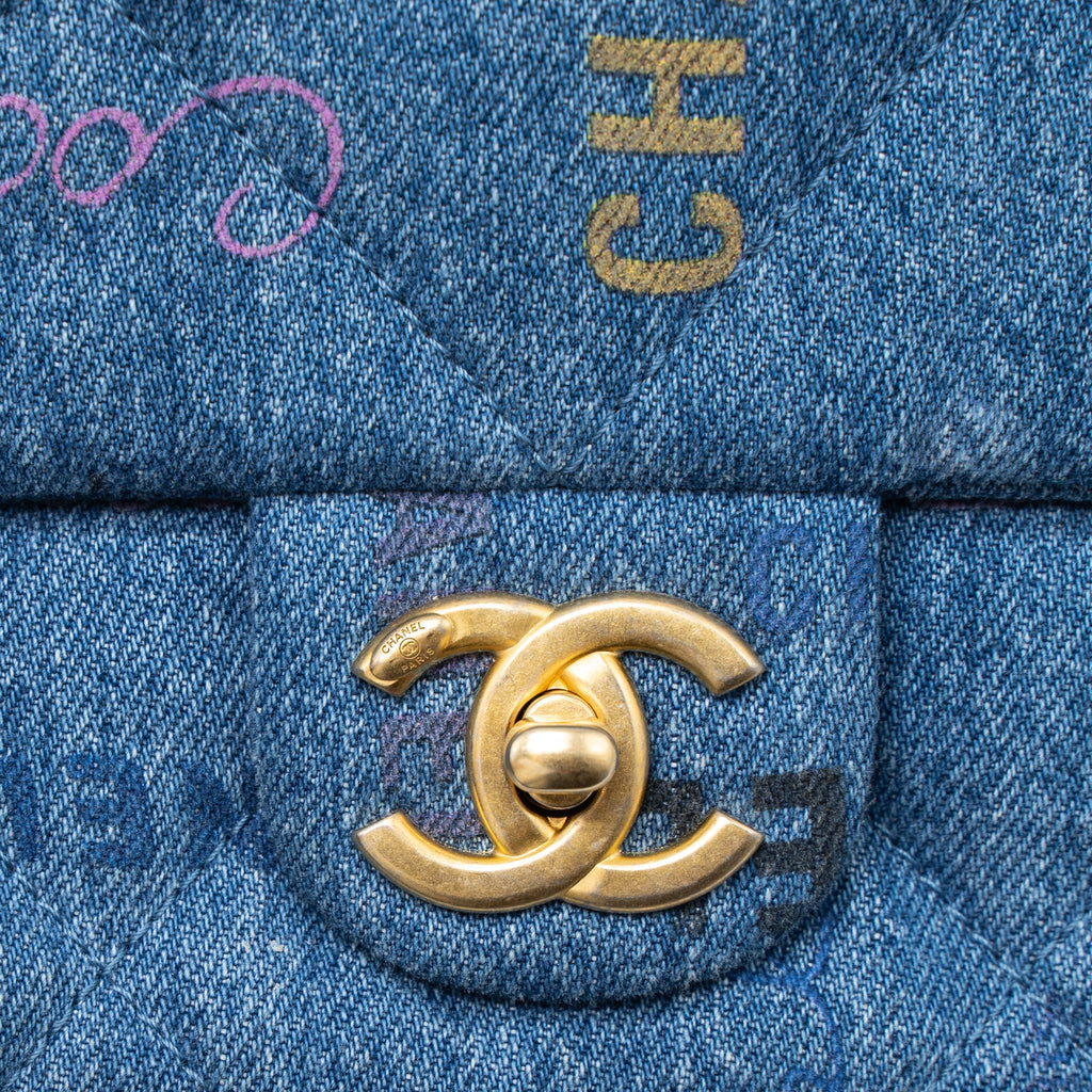 Chanel 22P Blue Denim Flap Bag Denim Blue Brushed  (Microchip)