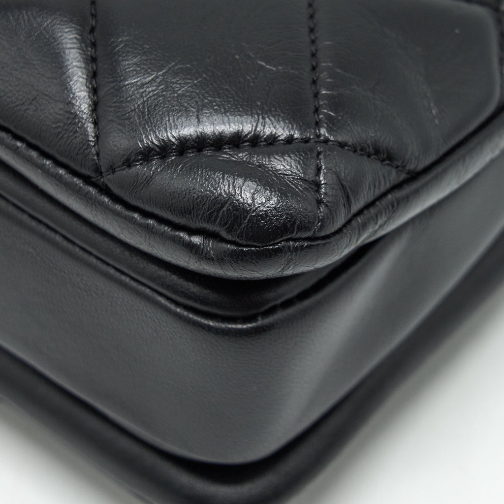 Chanel Small Trendy CC Flap Bag With Top Handle Lambskin Black L