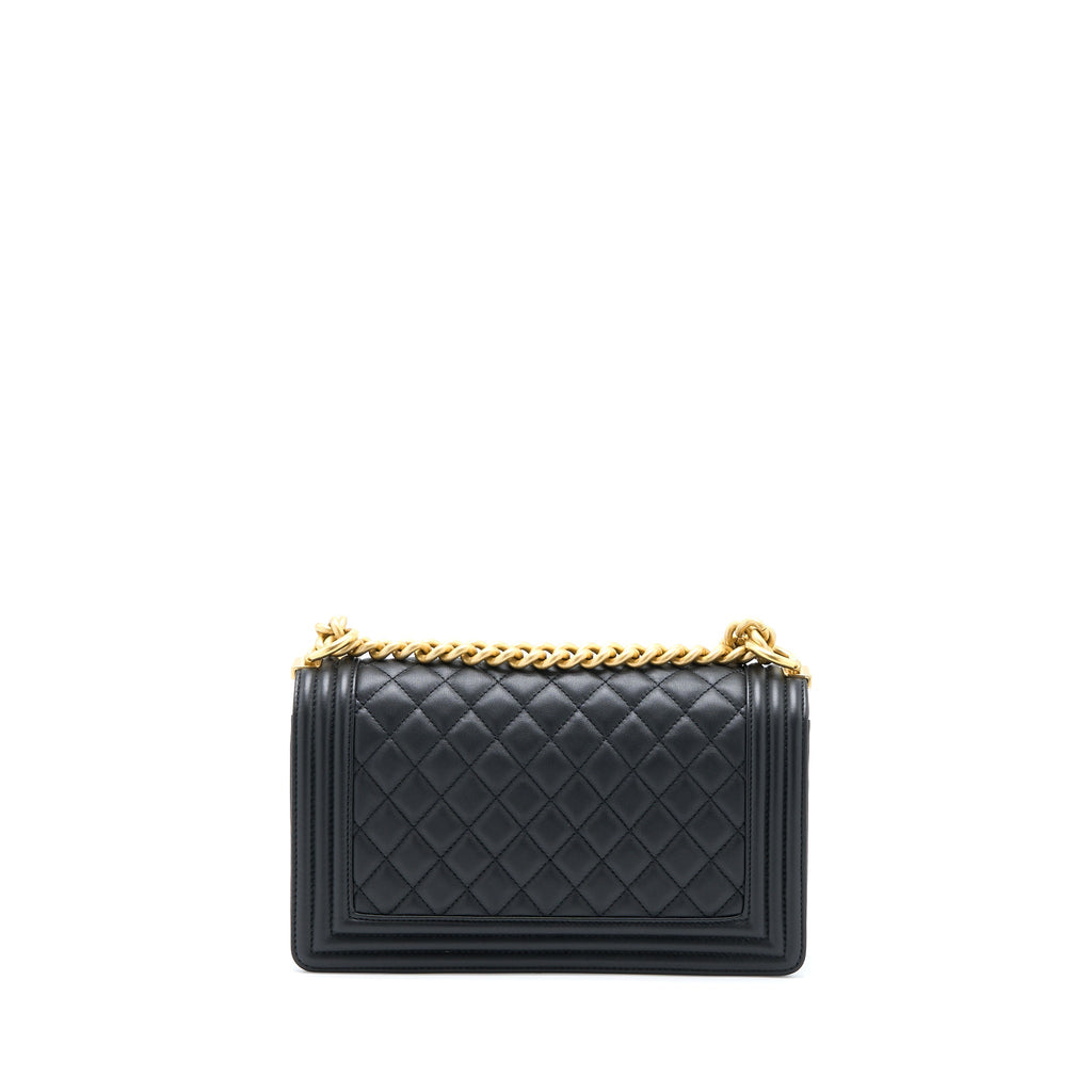 Chanel Medium Boy Bag Calfskin Black  (Microchip)