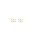 Chanel CC Logo And Star Earrings Silver Tone