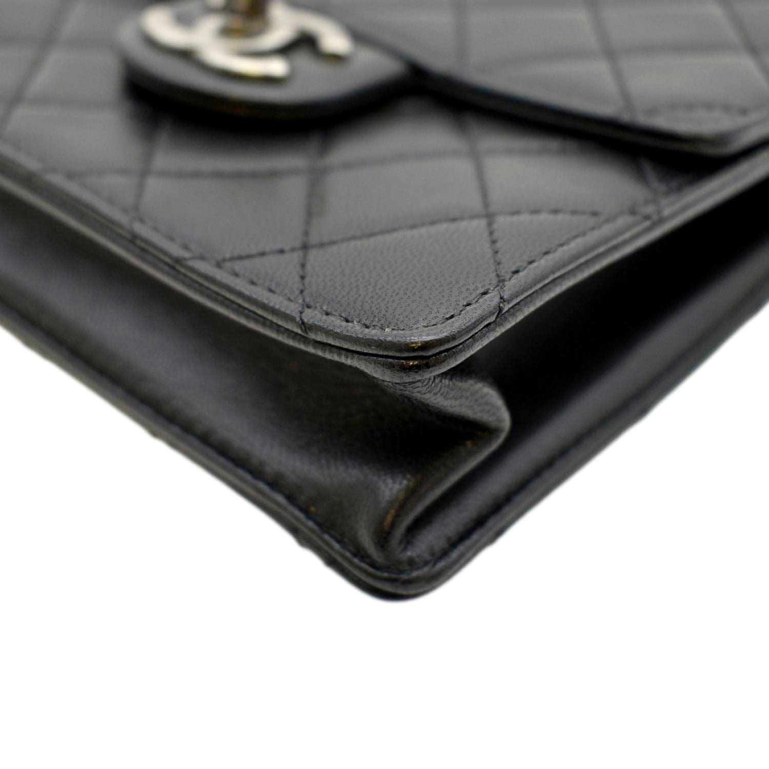CHANEL Chic Pearls Flap Quilted Calfskin Leather Shoulder Bag Black