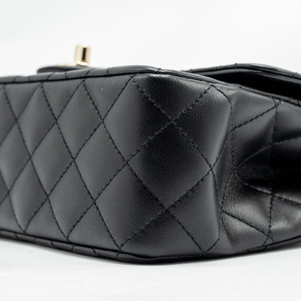 Chanel Crystal Detailed Top Handle Flap Bag Lambskin Black  (Microchip)