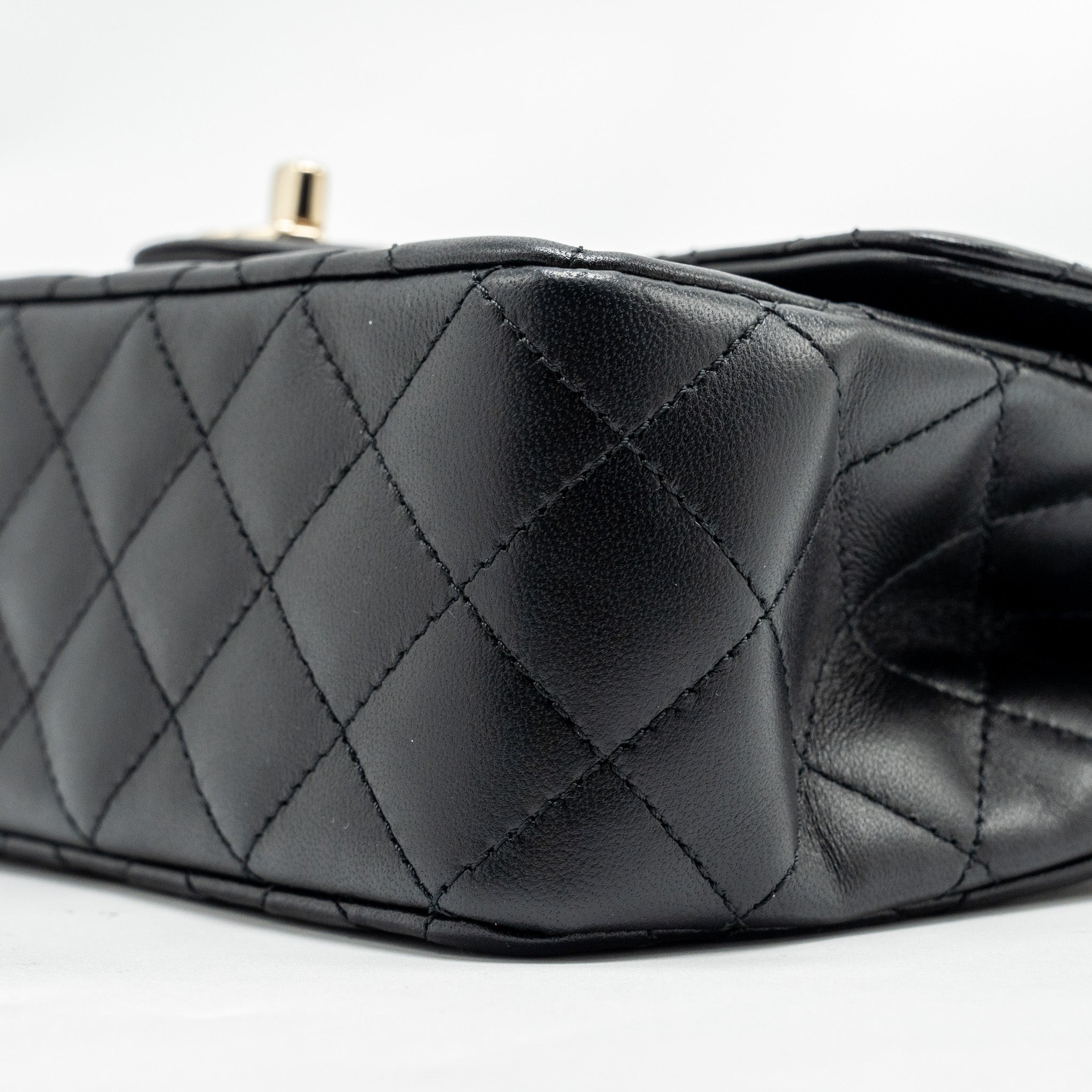Chanel Crystal Detailed Top Handle Flap Bag Lambskin Black  (Microchip)
