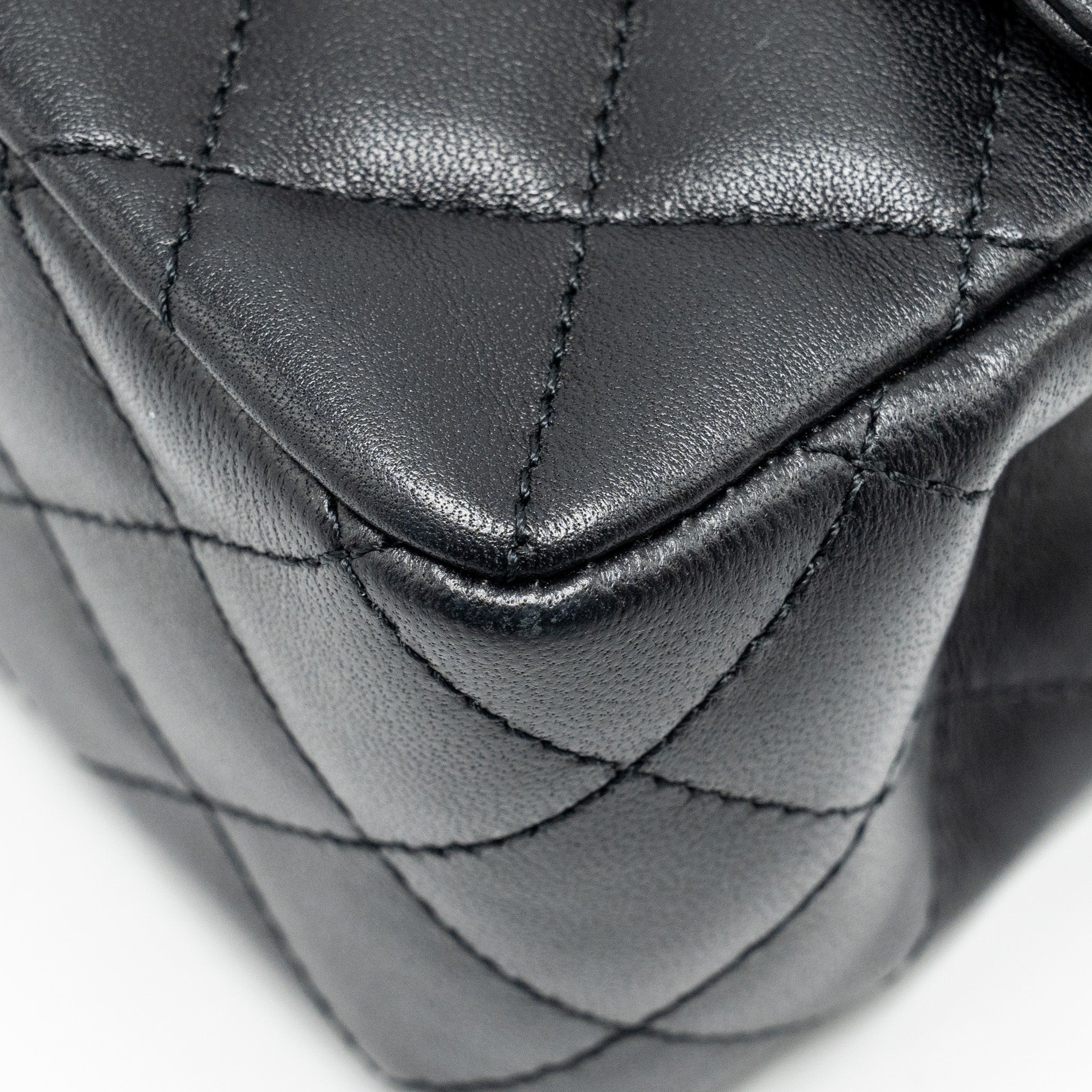 Chanel Crystal Detailed Top Handle Flap Bag Lambskin Black  (Microchip)