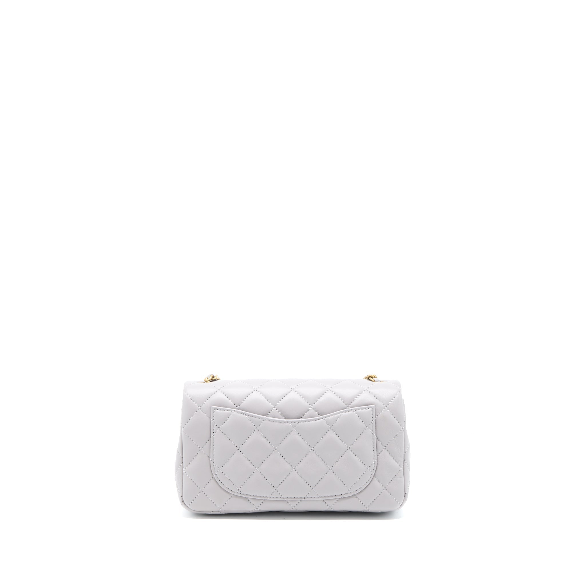 Chanel 22B Pearl Crush Mini Rectangular Flap Bag Lambskin Light Grey (Microchip)