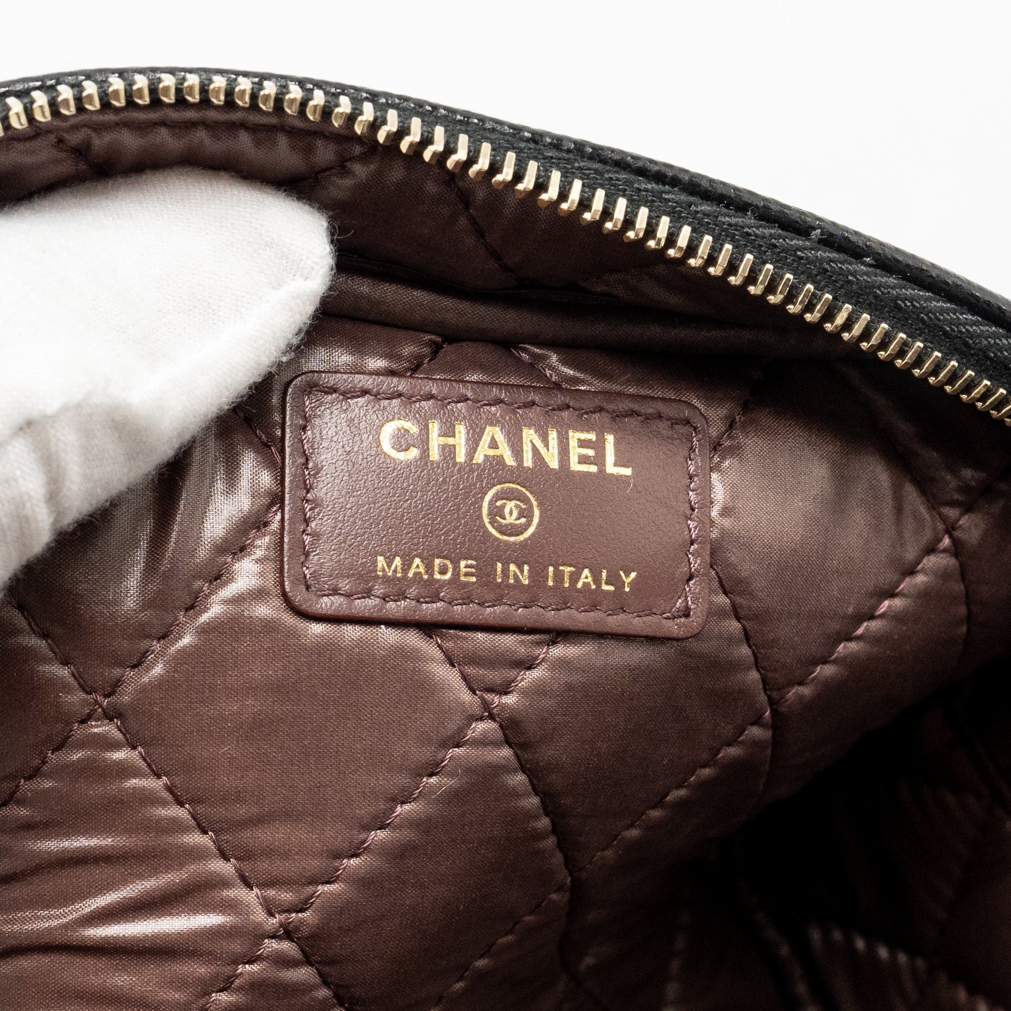 Chanel Double Zip Pouch Cosmetic Case Caviar Black  (Microchip)