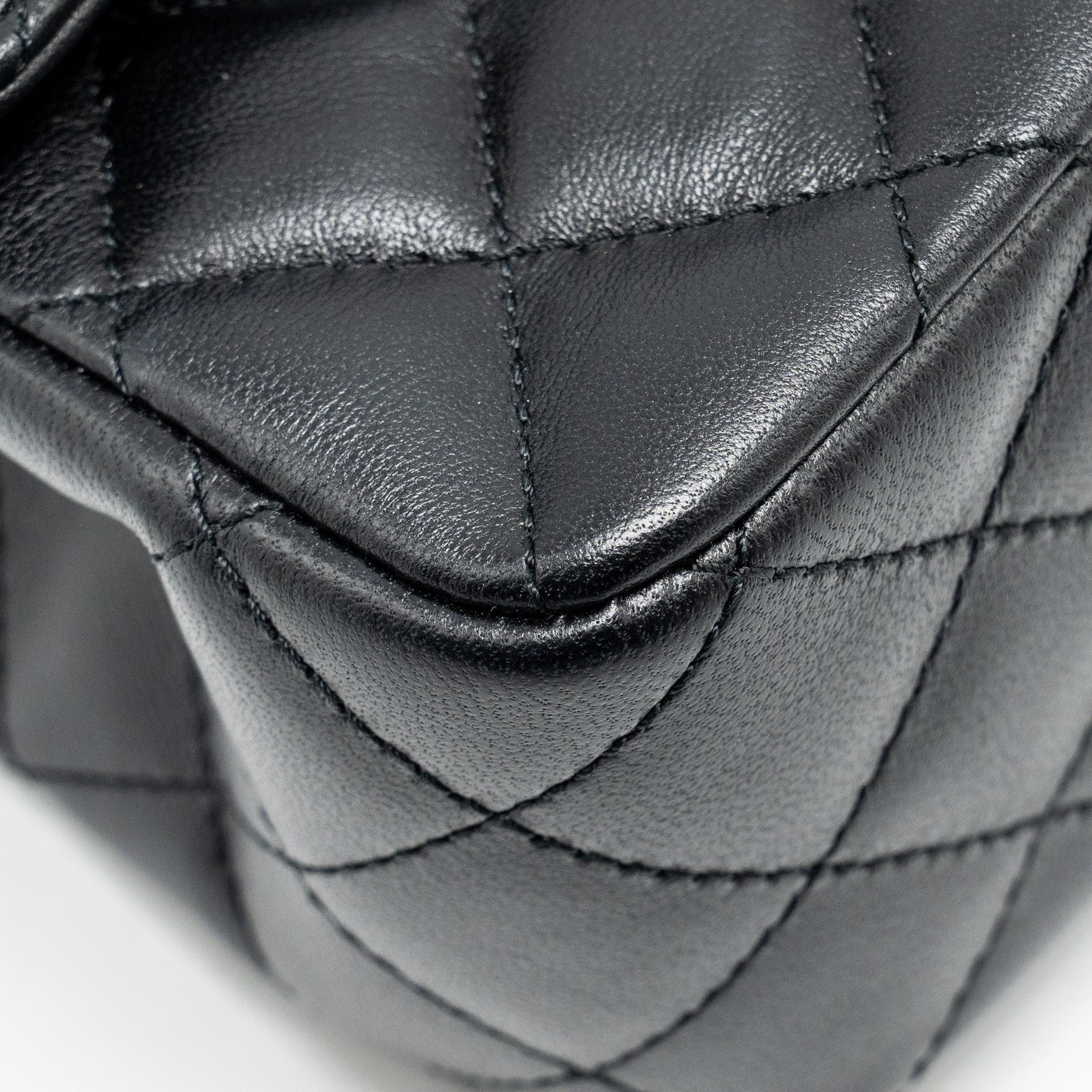 Chanel Crystal Detailed Top Handle Flap Bag Lambskin Black  (Microchip)