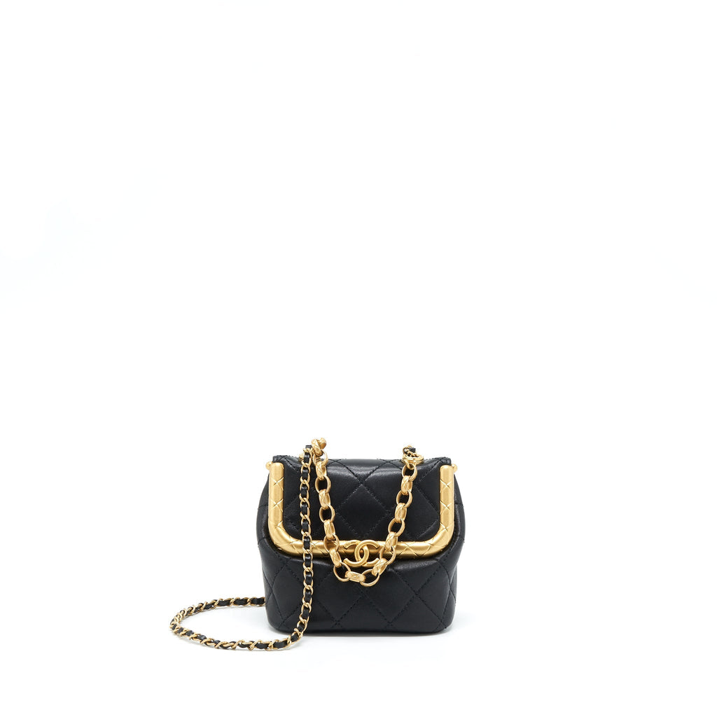 Chanel 20A Kiss-Lock Mini Vanity Flap Bag Calfskin Black